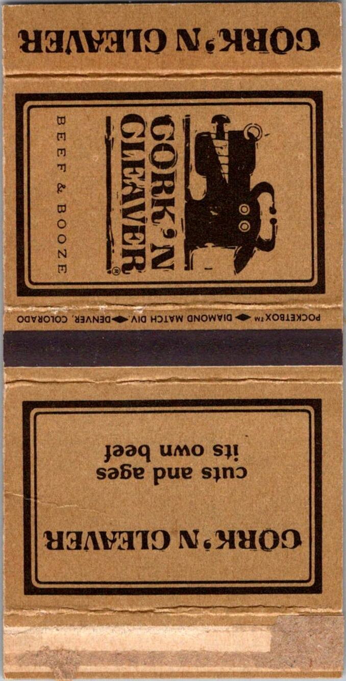Cork 'N Cleaver Beef & Booze Vintage Matchbook Matchbox SMM21-2